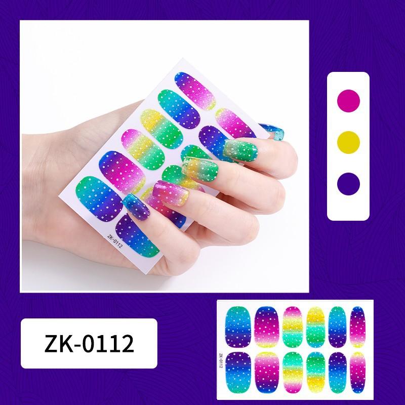12-finger White No-Bake Nail Decal Fully Coated with Waterproof Long-lasting Nail Patch Simple Wind Nail Polish Adhesive