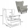 Bella Wing Chair with Footrest Scandinavian Family Meble Light Gray Plush