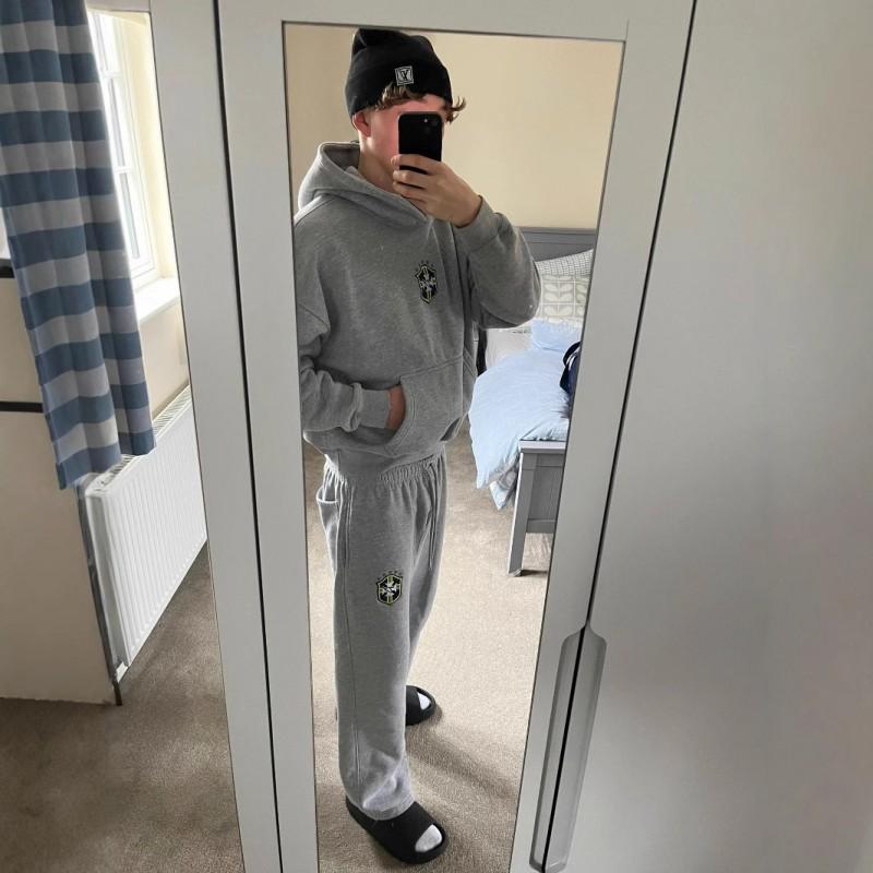 Mens Oversized Hooded Sweatshirt Set With Embroidery Graphic Print Loose Fit Long Sleeve Streetwear Daily Wear