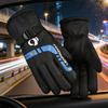 Autumn and Winter Skiing Warm Gloves, Thickened Anti Slip and Windproof Velvet Motorcycle Outdoor Riding Men's Gloves