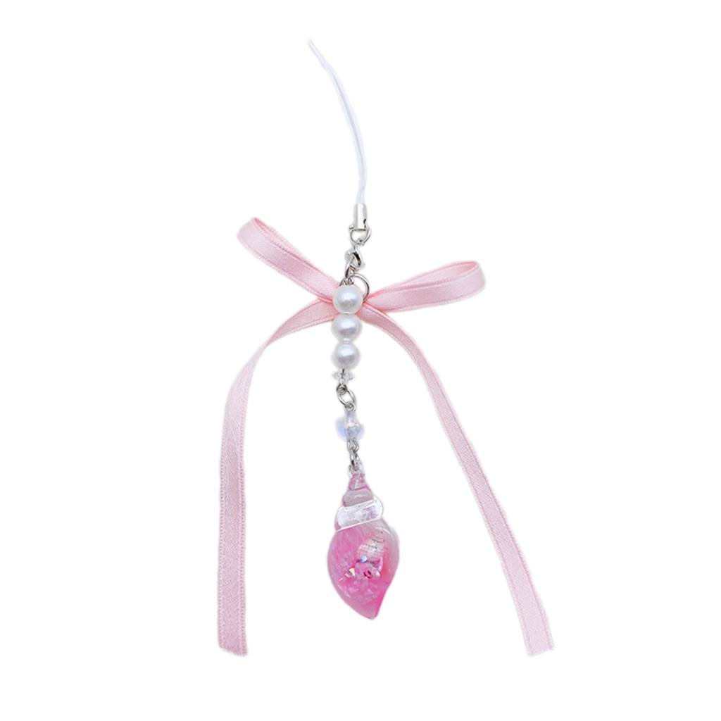 Chic Conch Phone Pendant Bowknot Keychain Phone Charm for Women Stylish Phone Decoration for Bag Purse Backpack