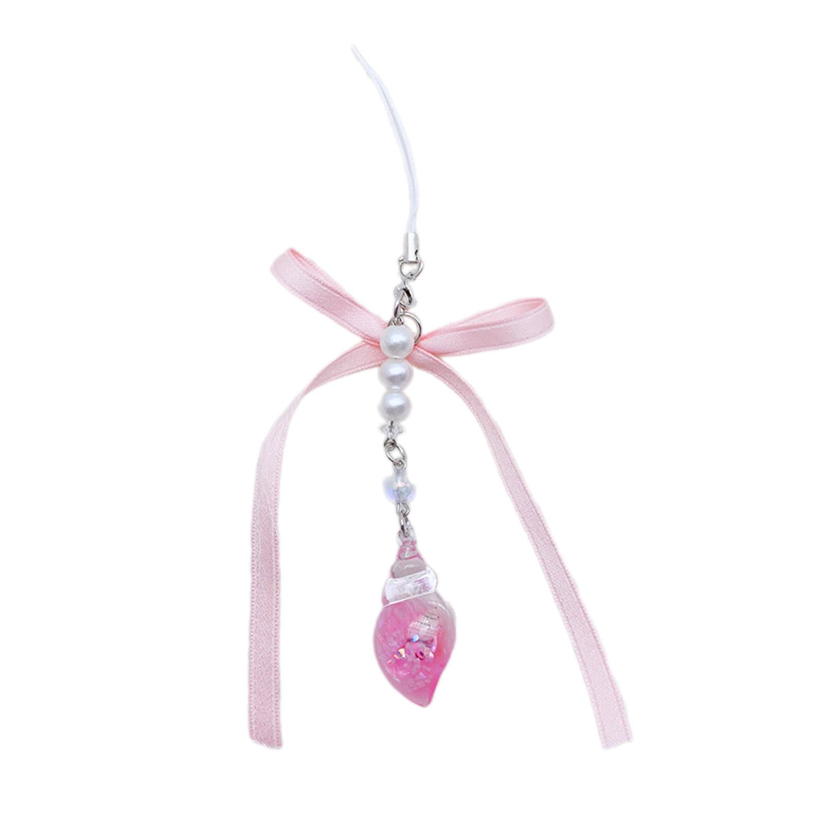 

Сладкий ленточный бантик, цепочка для телефона, украшение, сердечко, бисерная подвеска для мобильного телефона, ремешок для телефона, брелок для сумки для женщин розовый