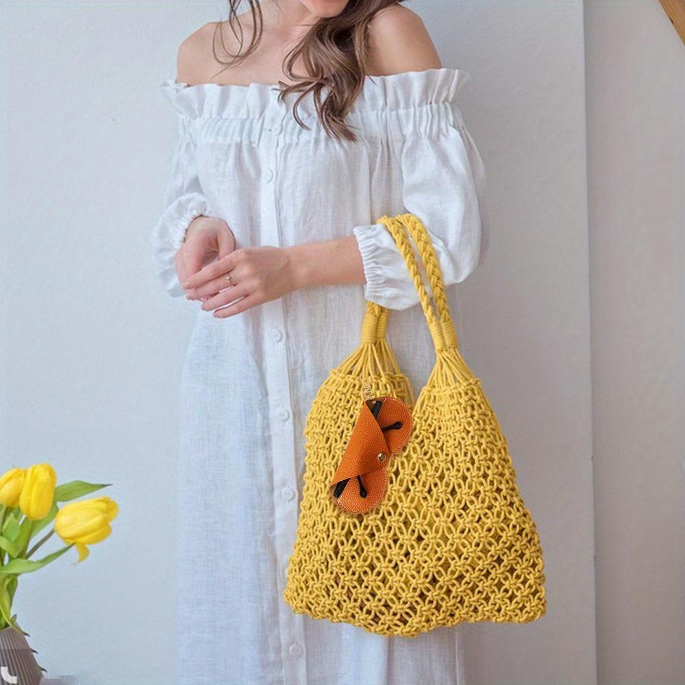 Cute Hanging Faux Leather Sunglasses Reading Glasses Storage Bag Litchi Embossed Glasses Cover Portable Travel Eyewear Holder