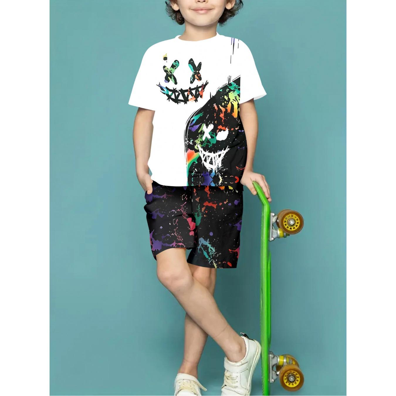 

Летний новый костюм для мальчиков 2025 года отличается персонализированными и модными узорами с 3D-принтом 13-14Y