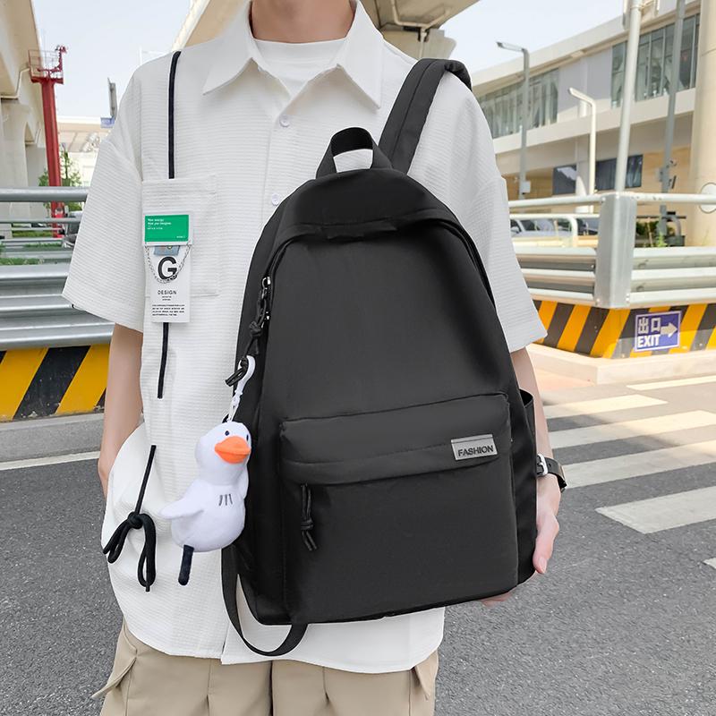 Solid Color Student Schoolbag Male Large Capacity Travel Backpack Female Junior High School Student Backpack