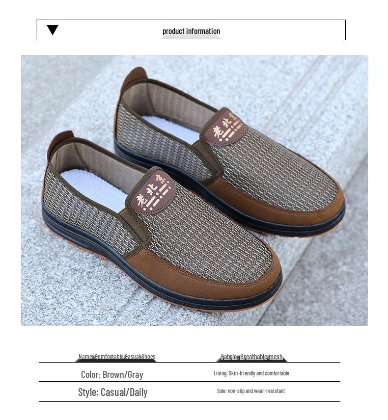 Herren Sommer Atmungsaktive Mesh Slipper mit Weicher Rutschfester Sohle für Mittelalte und Ältere