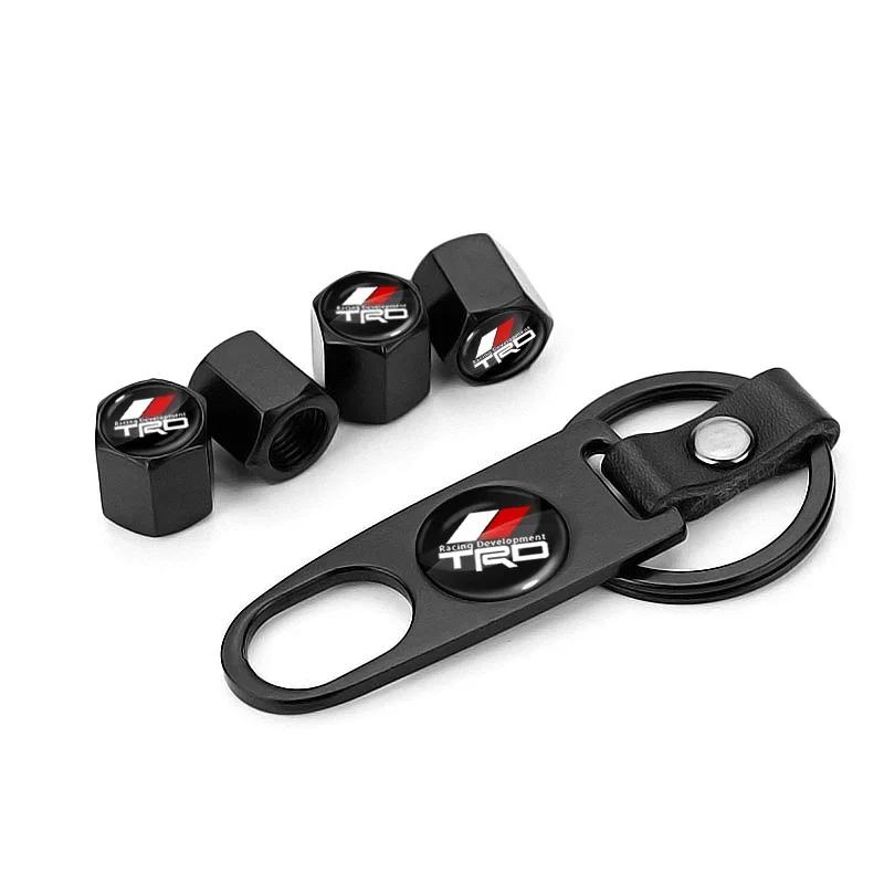Car Badge Keychain Keyring With Tire Valve Cap Car Accessories For Toyota TRD Logo RAV4 Levin Reiz Corolla Chr Avensis Yaris