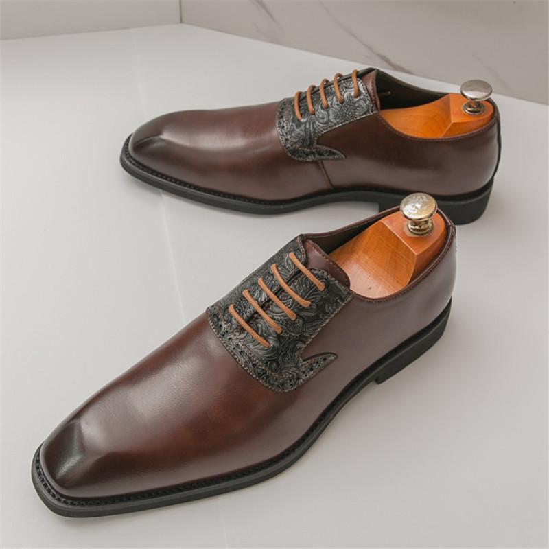 

Модный джентльмен Модный дизайнер Новые мужские оксфорды на шнуровке с острым носком Мужская свадебная обувь для выпускного вечера Формальная свадебная обувь 38