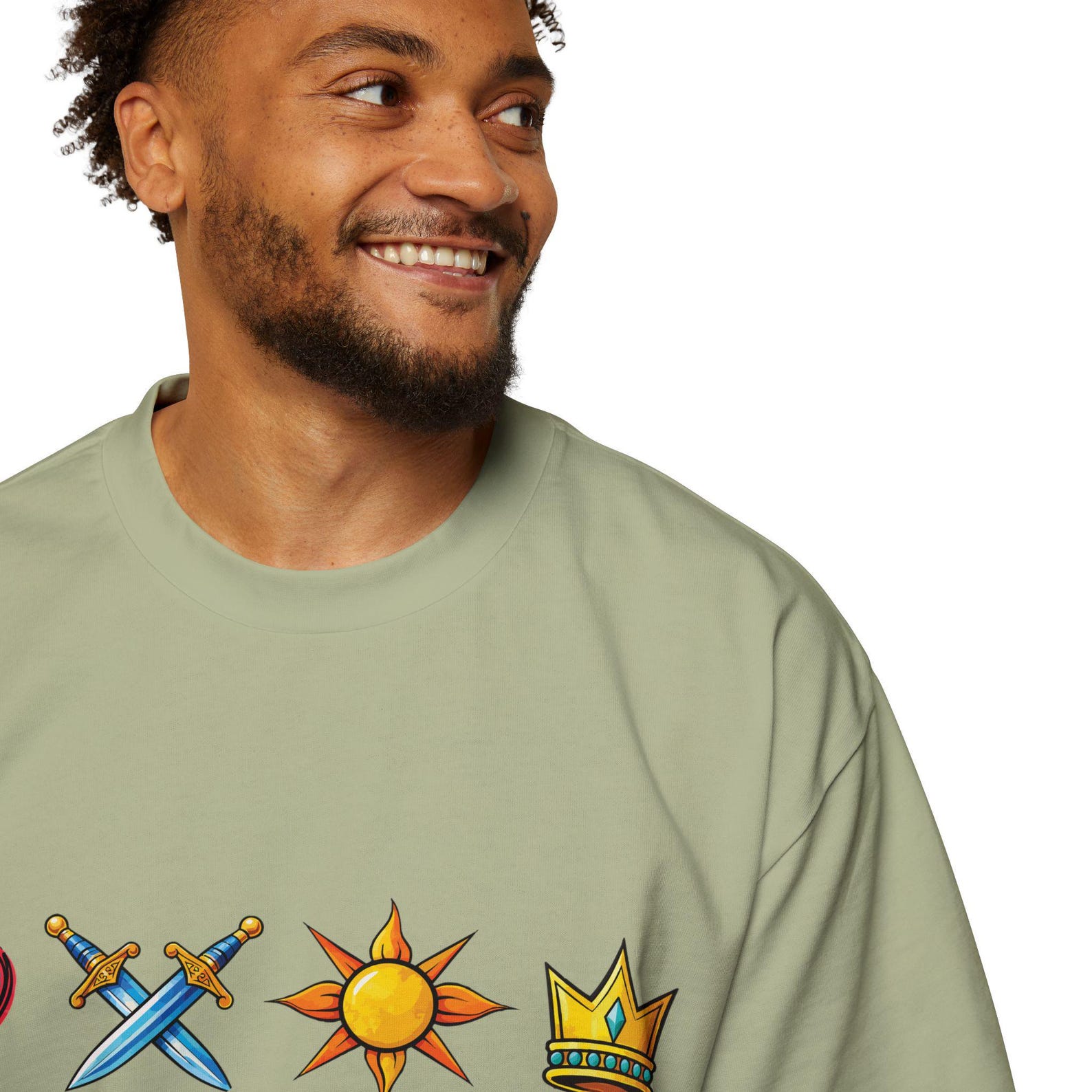 Minimalist Symbol Graphic Tee | Heart, Sword, Sun, Crown Streetwear Shirt 2XL