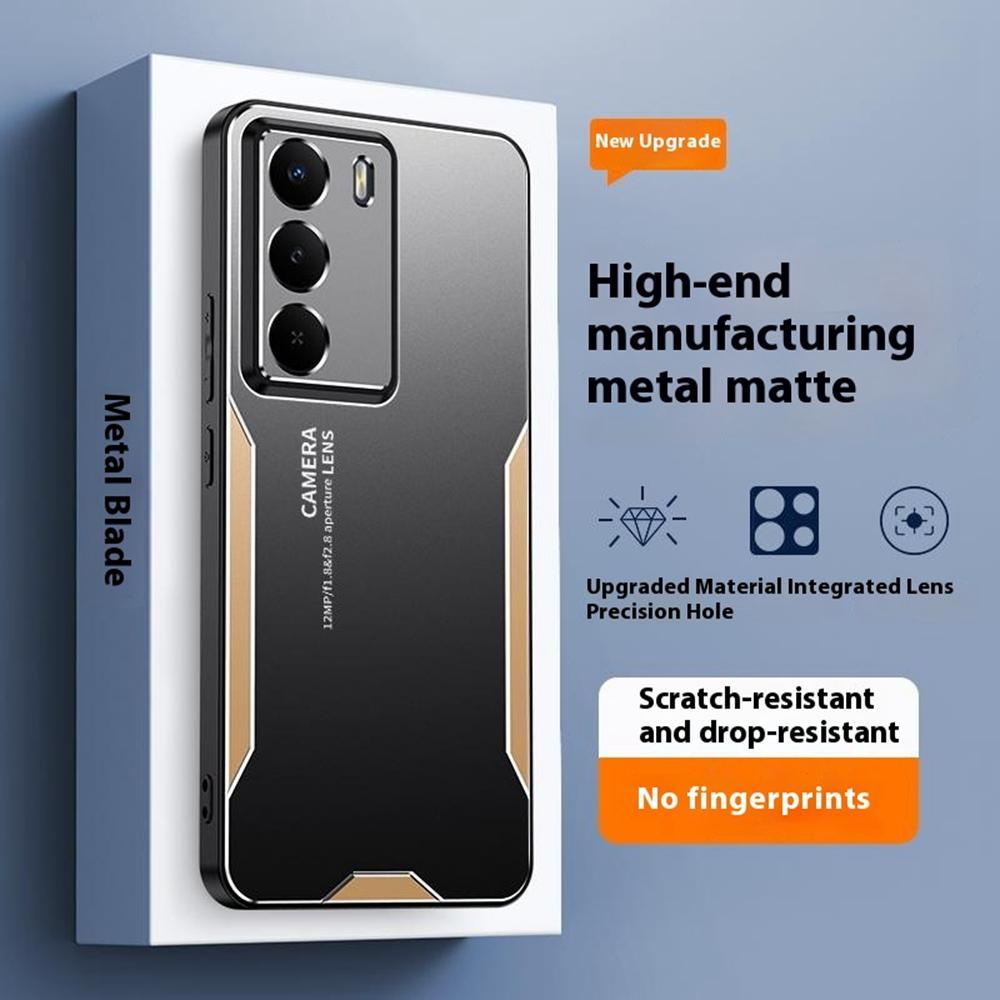 

For Realme V70 5G Phone Case Aluminium Alloy TPU PC Back Cover Blue