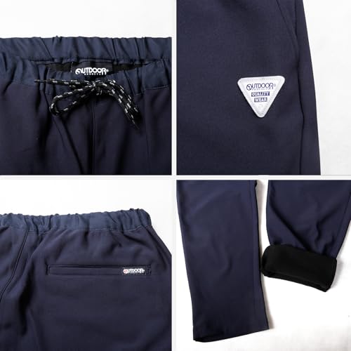 Outdoor Products Men's Warm Fleece-Lined Multi-Stretch Easy Pants, Size L, 70cm Inseam, Navy