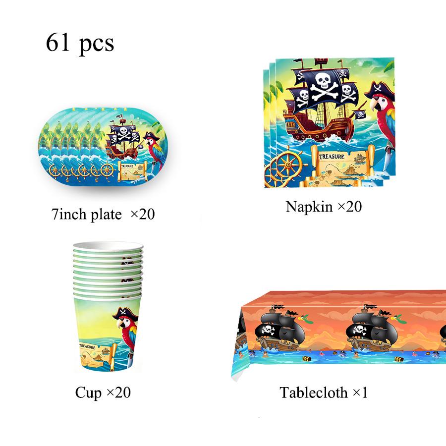 Pirate Theme Birthday Party Decorations Tableware Tablecloth Paper Plates Party Favor Gifts Supplies Souvenirs Baby Shower