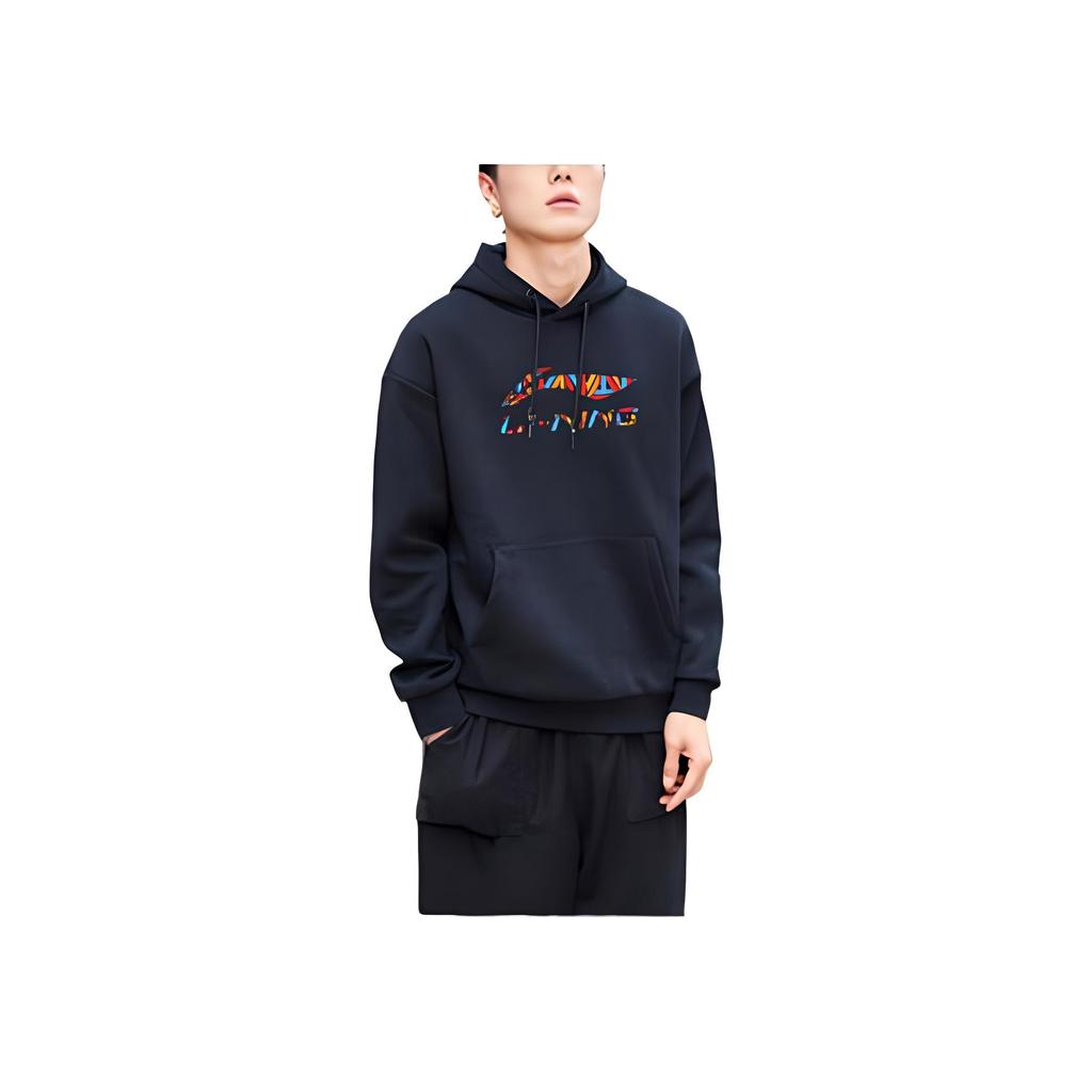 Li Ning Logo Sportlich Lässig Bedrucktes Langarm-Sweatshirt Herren Sweatshirt Schwarz AWDS441-1