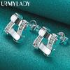 925 Sterling Silver Square Zircon Stud Earrings For Women Party Fashion Jewelry