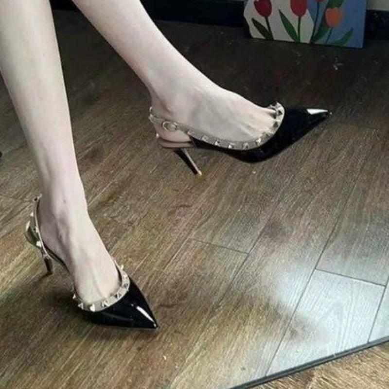 Fashion 2025 Ladies Shoes Buckle Strap Women's High Heels Fashion Rivet Office and Career New Shallow Best Seller Closed Toe Sandals