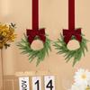 Small Christmas Wreath 6-Piece Christmas Decor Artificial Door Wreaths Decorations With Red Bows For Door Wall Stairs Railing