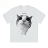 Fun Cat Printed Men's T-Shirt Summer Vintage Kawaii Men's Women's Surfing Beach T-Shirt Unisex Breathable Casual Top