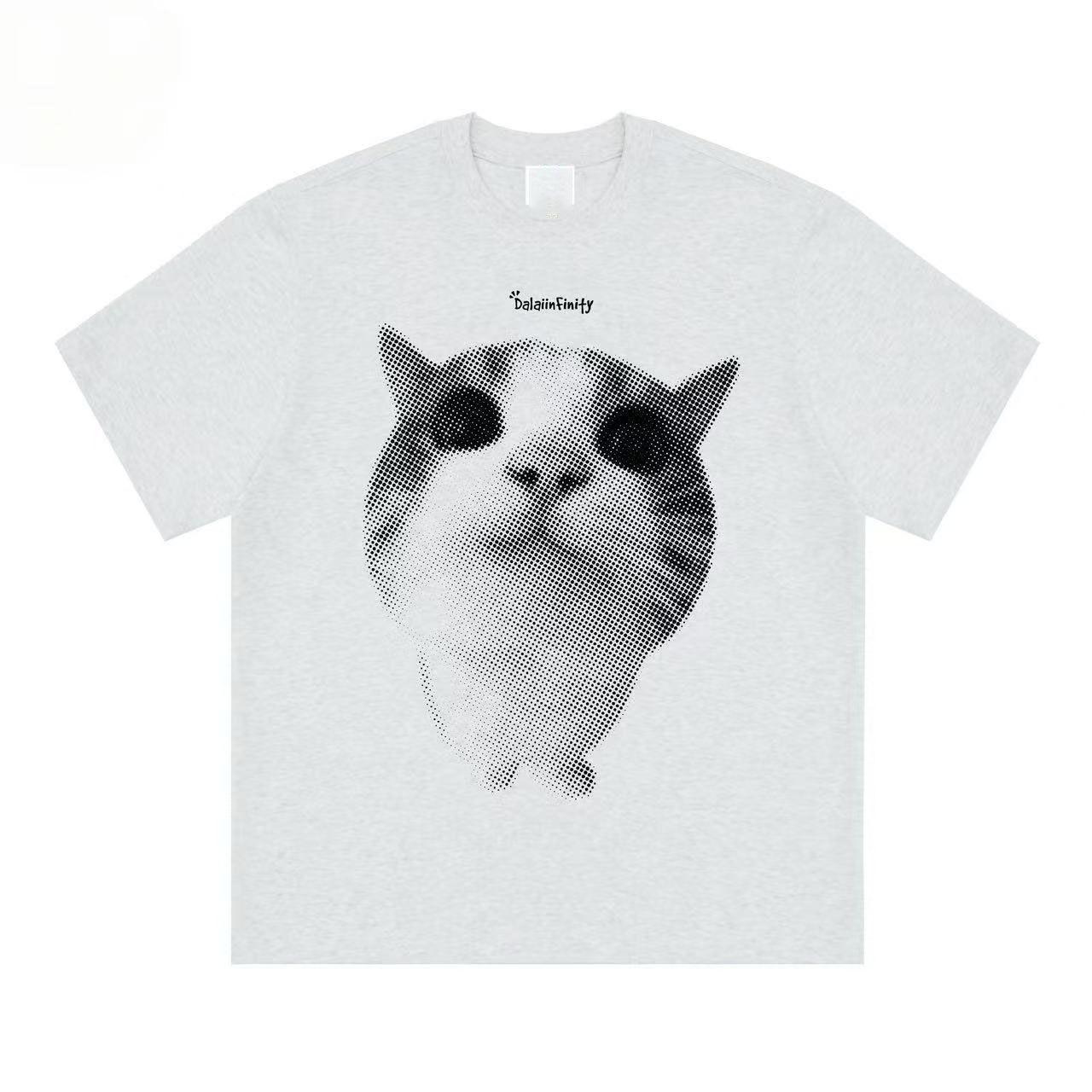 Fun Cat Printed Unisexs TShirt Summer Vintage Kawaii Unisexs Womens Surfing Beach TShirt Unisex Breathable Casual Top L