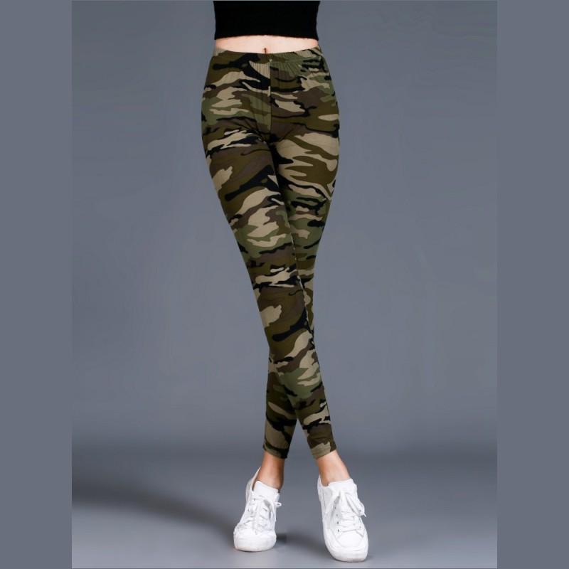 Trendy Women's Plus Size Camouflage Print Brushed Cotton Stretch Skinny Leggings