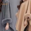 Dámská zimní plášť kabát Dolman Rukávy Tlustý šátek Volný Stojánek Límec Jednobarevné Dekor z umělé kožešiny Teplé Denní nošení Pracovní Outdoorové pončo