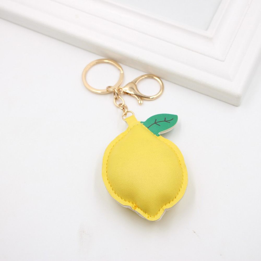 PU Leather PU Leather Hanger Fruit Bag Pendant Lovely Lemon Keychain  Bag Ornament
