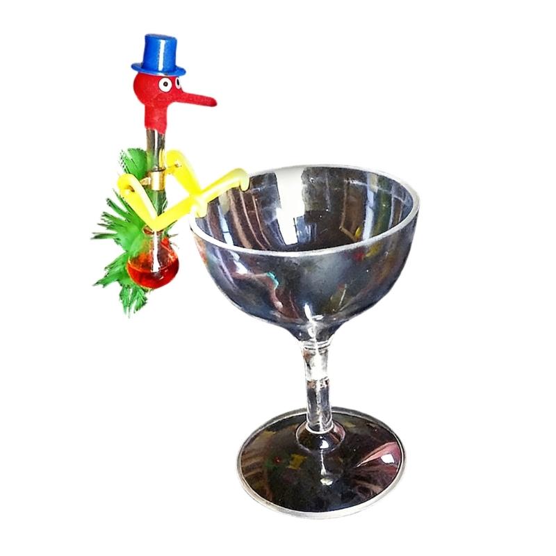 Креативный непереворачивающийся стакан для питья с жидкостью Птица-счастливчик Утка Кивающая птичка Жидкий питьевой волшебный розыгрыш Игрушка для детей красный