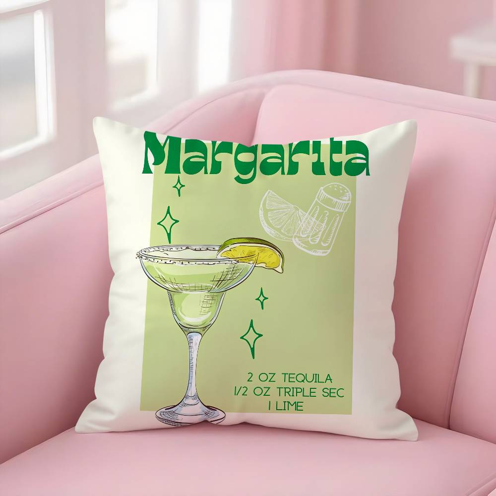 Margarita Cocktail Kunst Kissenbezug Weicher Plüschstoff Beidseitiger Druck Dekorative Wohnzimmer Heimdekoration Geschenk Kissenhülle