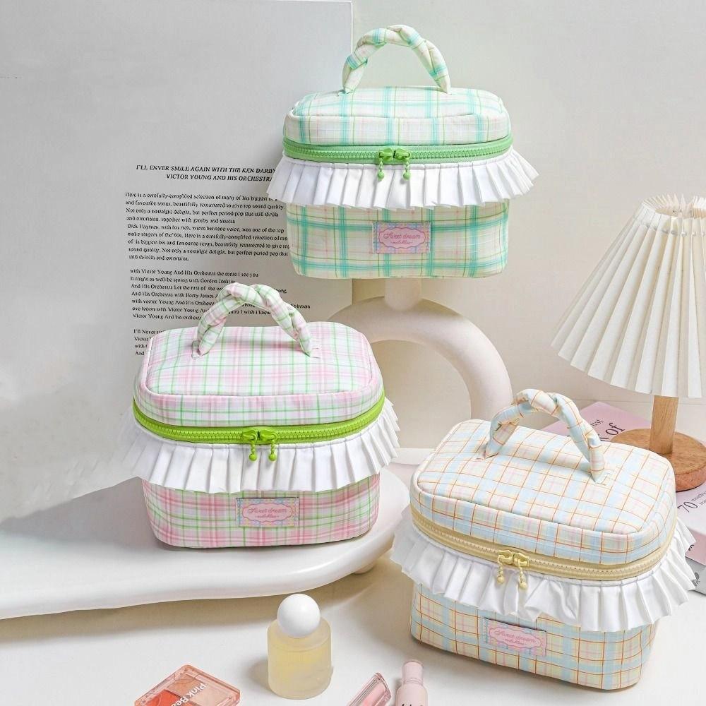 Square Handheld Cosmetic Case Dopamine Color Toiletry Bag Portable Portable Cosmetic Bag  Ladies