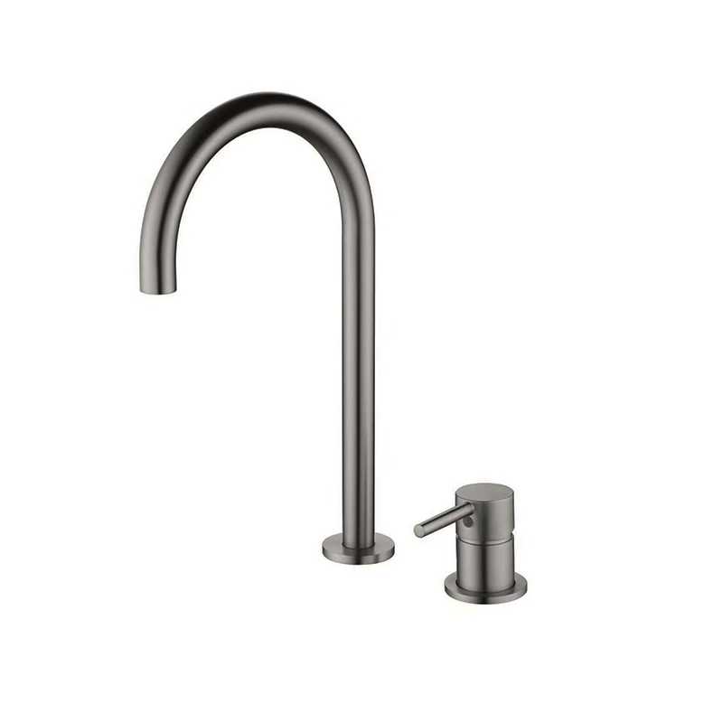 Robinet pentru lavoar de baie separat, cu două găuri, cu o singură manetă, pentru apă caldă și rece, din alamă nichelată/gri, pentru casă