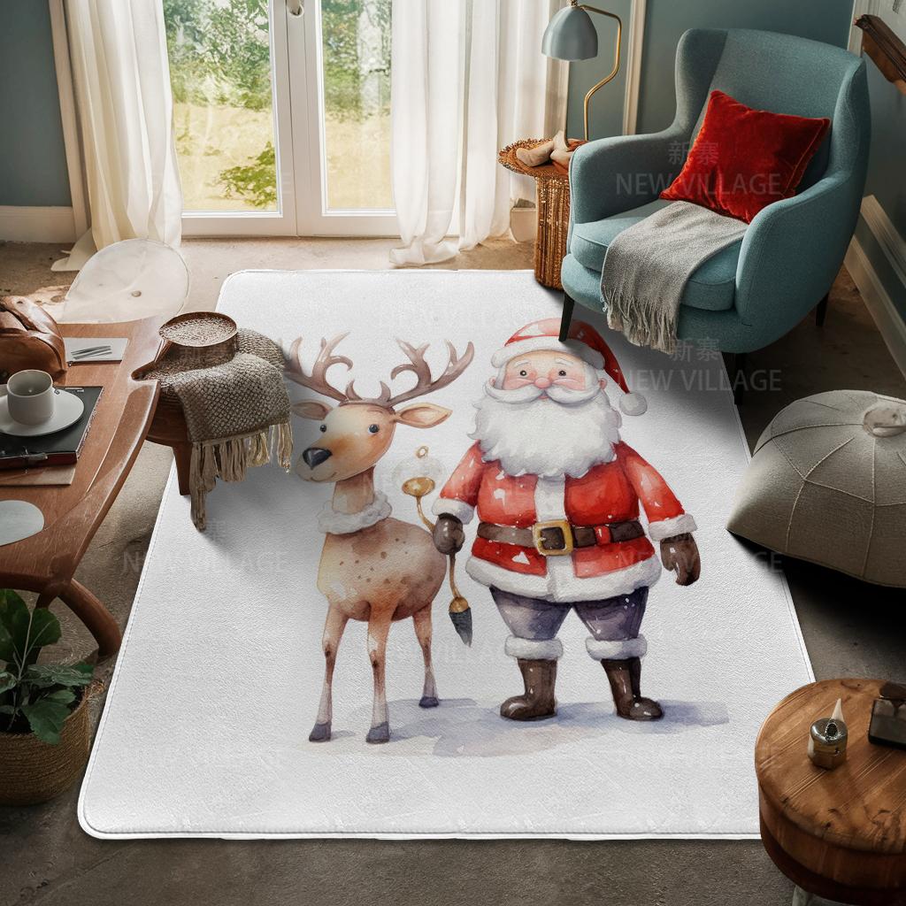 House Entrance Carpet Home Door Mat Living Room Bath Foot Bathroom Non-slip Water Absorption Rugs Bath Merry Christmas Winter