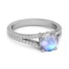 Moonstone Split Pave Band Ring - 925 Sterling Silver