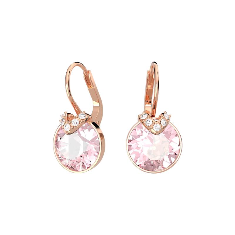 Swarovski Bella drop-shaped round cut earrings for women 5662114 розовый