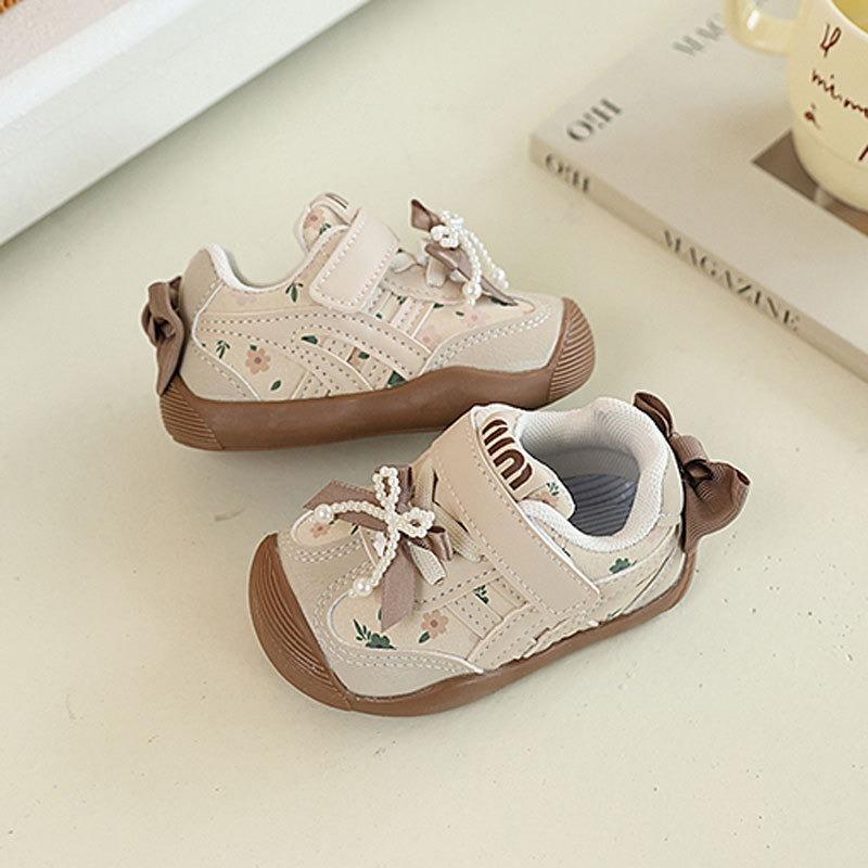 Infant Toddler Walking Shoes, Autumn Baby Girls' Soft-Soled Sneakers, Bow-Knot Korean Style Princess Shoes for Little Girls.