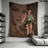 Tomb Raider Lara Wall Tapestry Aesthetic Wall Hanging Printed Fabric Blanket Decorative Tapestries for Bedroom Living Room Home Decor