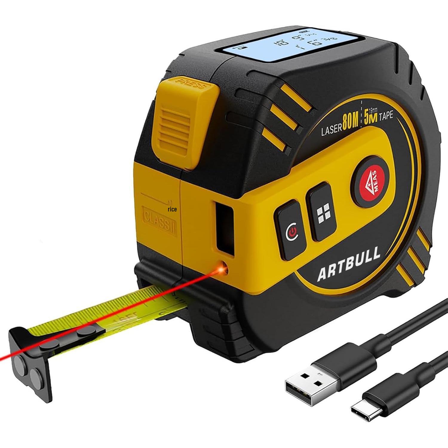 

Cross 2-in-1 Rechargeable Infrared Laser Rangefinder & Tape Measure (80m/40m+5m) 40m Laser + 5m Tape