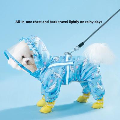 Big-eared Dog Genuine Joint Full-printed Dog Raincoat, Small Dog All-inclusive Traction Buckle Poncho Pet Dog Clothes