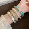 Traditional Chinese Flower Bangle Enamel Women's Hand Bracelet Vintage Cloisonne Bangle  Ladies