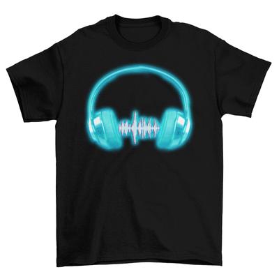 Headphones Equaliser Mens T-Shirt Mens Womens Tees Top Party Disco 90s Music RAVE DJ Vinyl Turntable