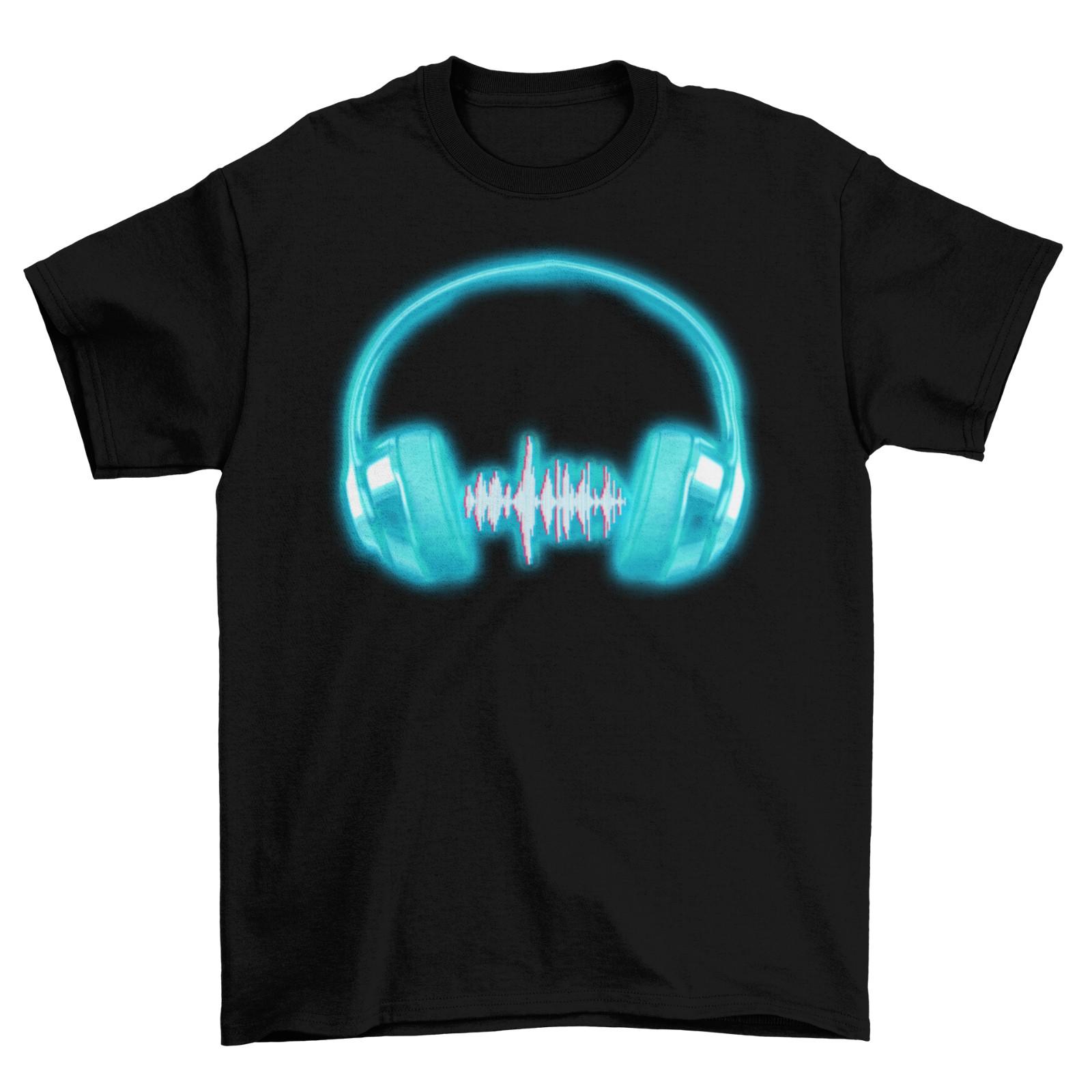 Headphones Equaliser Mens T-Shirt Mens Womens Tees Top Party Disco 90s Music RAVE DJ Vinyl Turntable XL