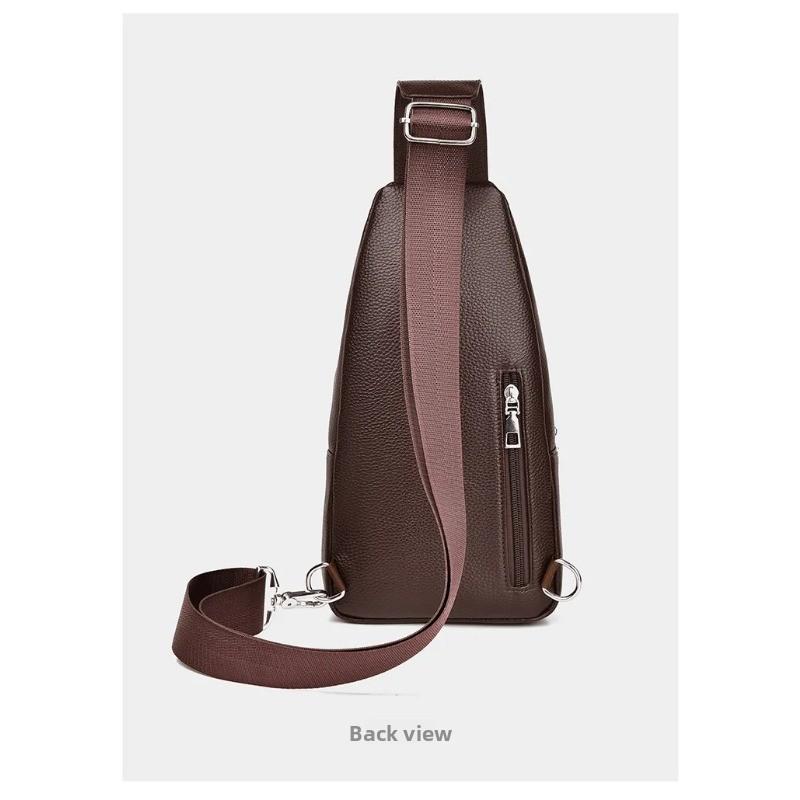 Large Capacity Men's Crossbody Bag  PU Leather Sling Pouch, Chest Bag,for Phone, Wallet & Keys, Outdoor & Daily Commute