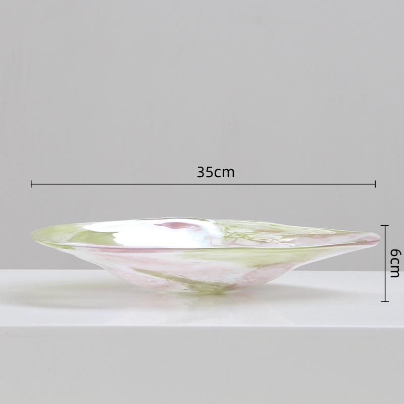 

Glass Trays Colorful Gradient Fruit Bowls Desktop Storage Containers Handmade Glass Plates Kitchen Organizer Trays Decorative