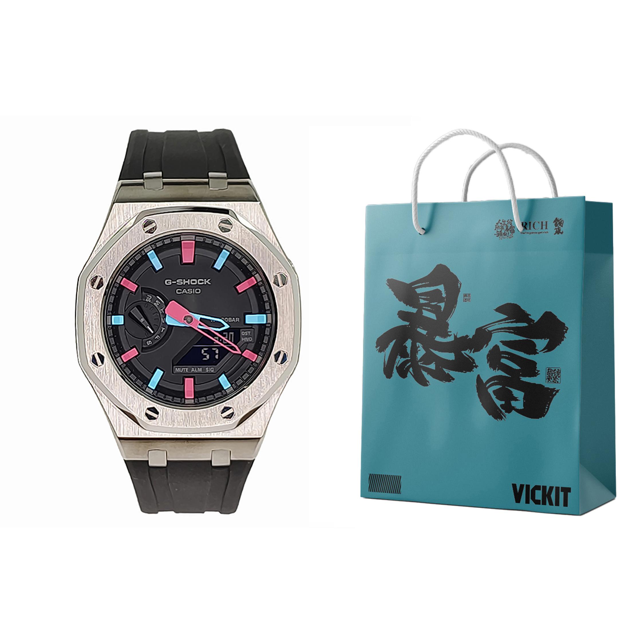 CASIO Men Liquid Crystal,Analog Dual Display Series Black Watch GA-2100-1A1(Watch3--)