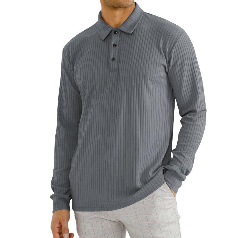 

Men s Spring and Autumn Long-sleeved T-shirt Lapel Men s Long-sleeved Lapel Polo Shirt Men s Solid Colour Tops XXXL