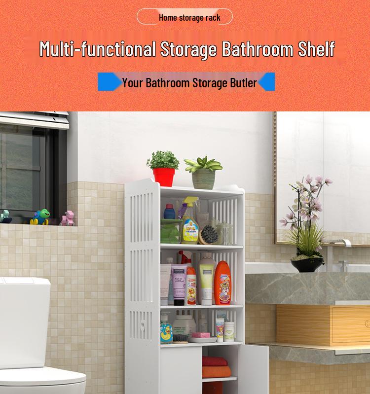 Multi-Layer Floor-Standing Bathroom Shelf and Side Storage Cabinet