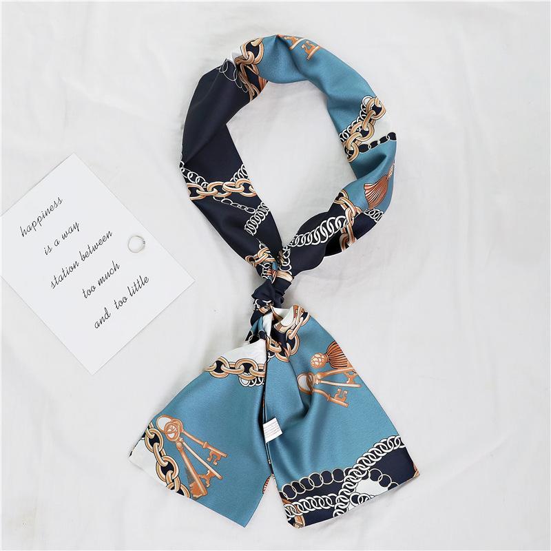 Korean Version of Spring and Summer Long Silk Scarves, Small Scarves, Scarves, Women's Versatile Printing Thin and Narrow Headbands Are Very Good Yao