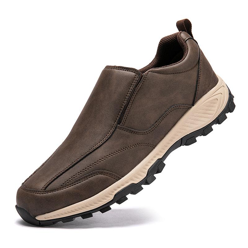 Genuine Leather Men Lightweight Outdoor Walking Shoes Flats Leisure Work Loafers Men's Casual Hiking Trainers Jogging Sneakers