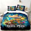 Dog Man 3pc set Perfect for bedroom use Comfortable bedding set includes a duvet cover and two pillowcases Ideal birthday or Christmas gift