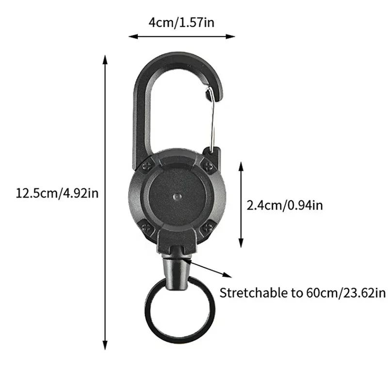 4PCS Heavy Duty Retractable ID Badge Reel with Carabiner Steel Wire Rope Key Holder Durable Outdoor Keychain Tool for Daily Use