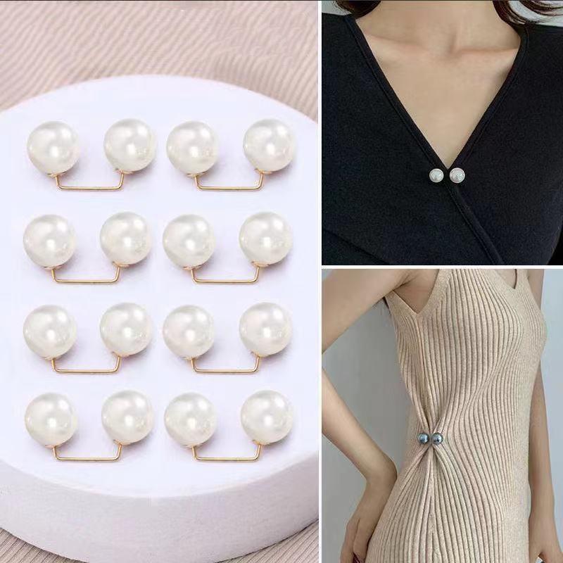 

8PCS Pearl Non-slip Safety Pins Dress Brooch Decoration Dress Waist Fastening Pins Collar Adjustment Scarf Fashion Versatile