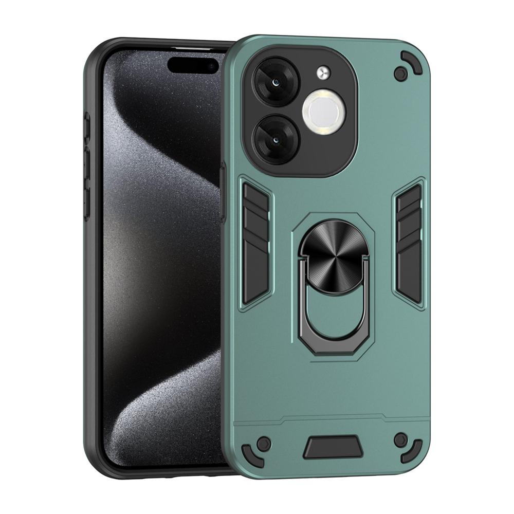 

KEYSION Противоударный защитный чехол для Itel A80 Мягкий силиконовый + защитное кольцо для камеры ПК Подставка для телефона Задняя крышка для Itel A80 for Itel A80 зелёный